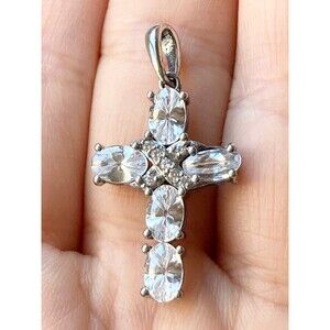 Lustro Stella Sterling Silver simulated diamond cross Pendant